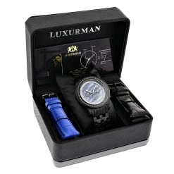 Luxurman Men's Black Diamond Watch 2.25ct Blue MOP -Watch Store luxurman mens black diamond watch 225ct blue mop 4