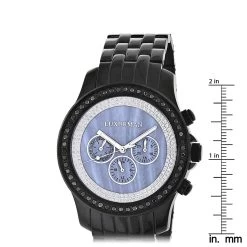 Luxurman Men's Black Diamond Watch 2.25ct Blue MOP -Watch Store luxurman mens black diamond watch 225ct blue mop ruler