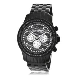 Luxurman Men's Black Diamond Watch 2.25ct