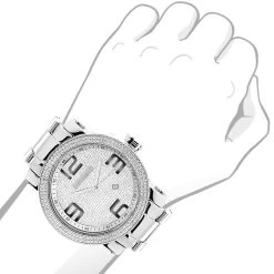 Luxurman Men's Diamond Watch 0.12ct Oversized Phantom -Watch Store luxurman mens diamond watch 012 ct p 35199bod