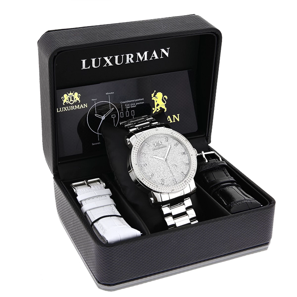 Luxurman Men's Diamond Watch 0.12ct Stainless Steel Band 4 Luxurman Men's Diamond Watch 0.12ct Stainless Steel Band - Image 4