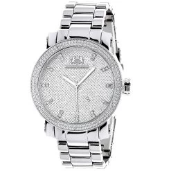 Luxurman Men's Diamond Watch 0.12ct Stainless Steel Band