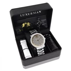 Luxurman Men's Diamond Watch 0.12ct Two-Tone Gold Plated Stainless Steel -Watch Store luxurman mens diamond watch 012ct two tone gold plated stainless steel 4 20211214