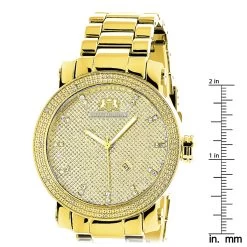Large Luxurman Men's Diamond Watch 0.12ct Yellow Gold Plated Phantom -Watch Store luxurman mens diamond watch 012ct yellow p 8537 ruler