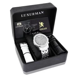 Luxurman Men's Diamond Watch 0.25 Ct -Watch Store luxurman mens diamond watch 025 ct p 35213box
