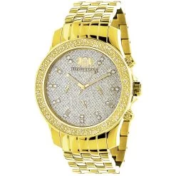 Luxurman Men's Diamond Watch 0.25ct Yellow Gold Tone