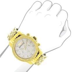 Luxurman Men's Diamond Watch 0.25ct Yellow Gold Tone -Watch Store luxurman mens diamond watch 025ct yellow gold tone 3