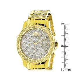 Luxurman Men's Diamond Watch 0.25ct Yellow Gold Tone -Watch Store luxurman mens diamond watch 025ct yellow gold tone ruler