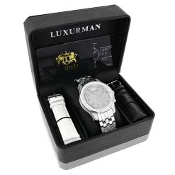 Luxurman Men's Diamond Watch 0.50 Ct -Watch Store luxurman mens diamond watch 050 ct p 35221box