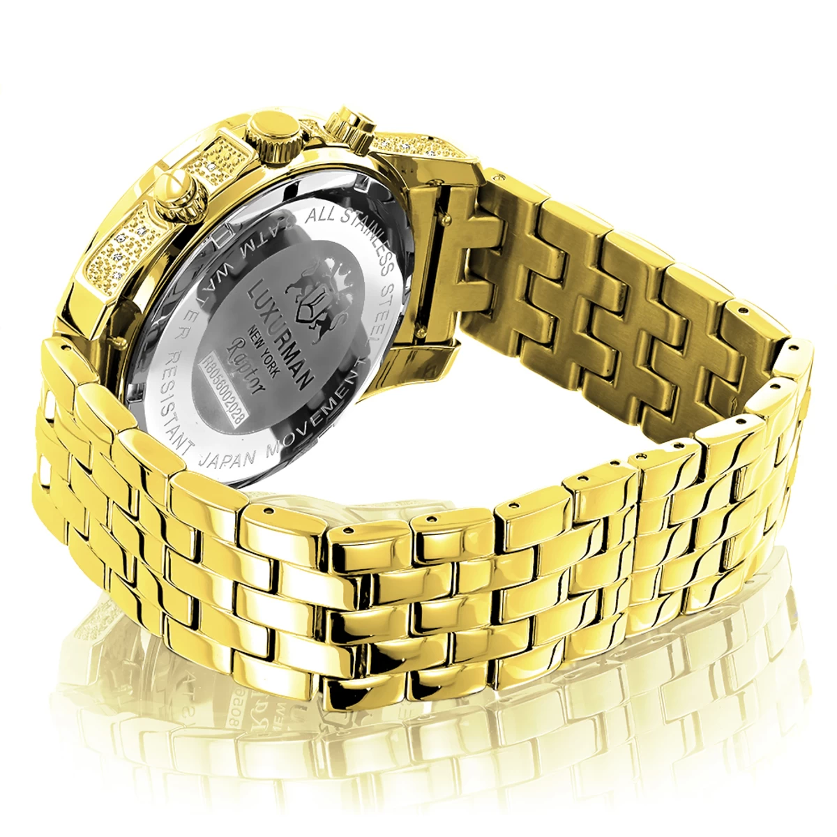 Luxurman Men's Diamond Watch 0.5ct Yellow Gold Plated 2 Luxurman Men's Diamond Watch 0.5ct Yellow Gold Plated - Image 2