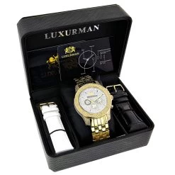 Luxurman Men's Diamond Watch 0.5ct Yellow Gold Plated 8 Luxurman Men's Diamond Watch 0.5ct Yellow Gold Plated -Watch Store luxurman mens diamond watch 050 ct yellow p 35222box