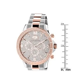 Luxurman Men's Diamond Watch Two-Tone White Rose Gold Pltd Liberty Swiss Mvt -Watch Store luxurman mens diamond watch two tone white rose gold pltd liberty swiss mvt ruler