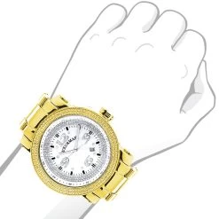 Affordable Luxurman Men's Diamond Watch Yellow Gold Plated 0.12ct -Watch Store luxurman mens diamond watch yellow gold plated 012ct bod