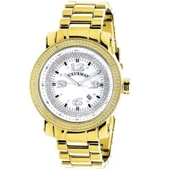 Affordable Luxurman Men's Diamond Watch Yellow Gold Plated 0.12ct