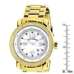 Affordable Luxurman Men's Diamond Watch Yellow Gold Plated 0.12ct -Watch Store luxurman mens diamond watch yellow gold plated 012ct ruler