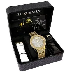 Luxurman Men's Diamond Watch Yellow Gold Tone 1ct -Watch Store luxurman mens diamond watch yellow gold tone 1ct 4
