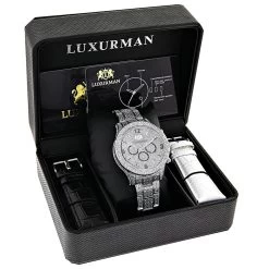 Luxurman Men's Diamond Swiss Quartz Fully Iced Out Watch 1.25ct -Watch Store luxurman mens diamond watches fully iced out watch 125ct 4
