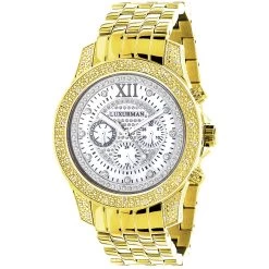 Luxurman Men's Diamond Raptor Yellow Gold Plated Watch 0.5ct
