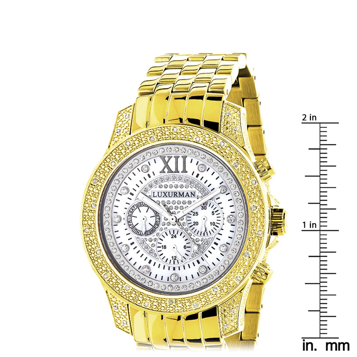 Luxurman Men's Diamond Raptor Yellow Gold Plated Watch 0.5ct 5 Luxurman Men's Diamond Raptor Yellow Gold Plated Watch 0.5ct - Image 5