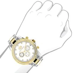 Luxurman Men's Diamond Yellow White Gold Plated Swiss Quartz Liberty Watch -Watch Store luxurman mens diamond watches yellow white gold plated swiss quartz liberty bod