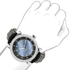 Luxurman Men's VS Diamond Bezel Watch 4 Ct Blue MOP -Watch Store luxurman mens vs diamond bezel watch 450ct blue mop p 8270bod