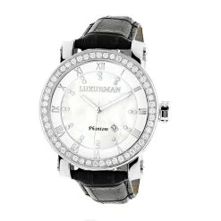 Luxurman Men's VS Diamond Watch 4 Ct White MOP