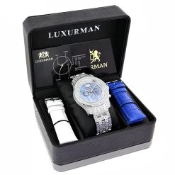 Luxurman Men's Real Diamond Wrist Watch 1.25ct -Watch Store luxurman mens watches real diamond wrist watch 125ct p 8267box