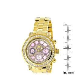 Luxurman Montana Ladies Diamond Watch 2ct Yellow Gold Plated Pink MOP -Watch Store luxurman montana ladies diamond watch 2ct yellow gold plated pink mop ruler