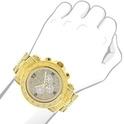 Luxurman Oversized Iced Out Men's Diamond Watch Yellow Gold 2ct -Watch Store luxurman oversized iced out mens diamond watch yellow gold 2ct 3