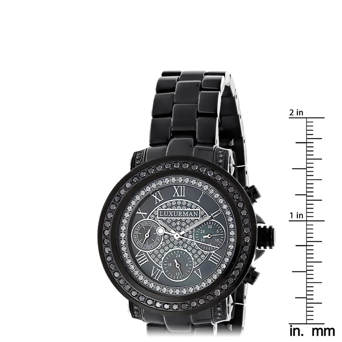 Luxurman Oversized Women's Black Diamond Watch 2.15ct 5 Luxurman Oversized Women's Black Diamond Watch 2.15ct - Image 5