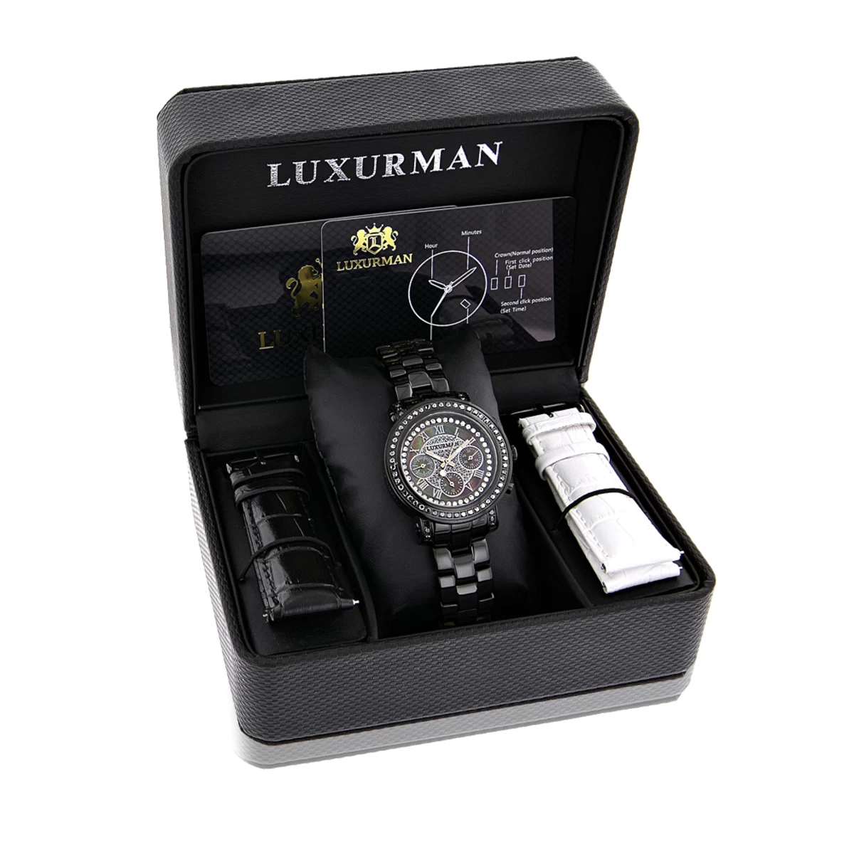 Luxurman Oversized Women's Black Diamond Watch 2.15ct 4 Luxurman Oversized Women's Black Diamond Watch 2.15ct - Image 4