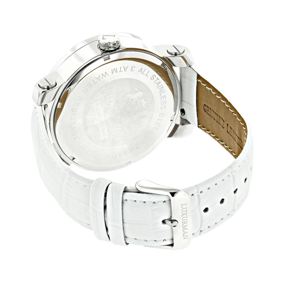 Luxurman Phantom Large Diamond Watch For Men Leather Band White MOP 0.12ct 2 Luxurman Phantom Large Diamond Watch For Men Leather Band White MOP 0.12ct - Image 2