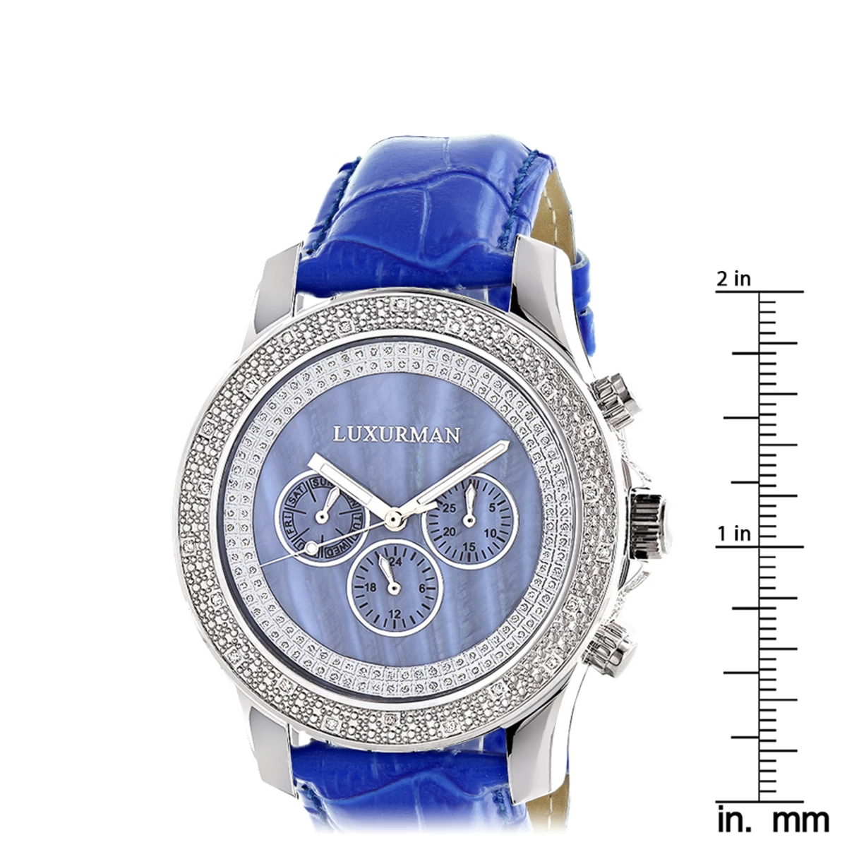 Luxurman Raptor Men's Diamond Watch With 0.25ct Blue MOP W Leather Strap 5 Luxurman Raptor Men's Diamond Watch With 0.25ct Blue MOP W Leather Strap - Image 5