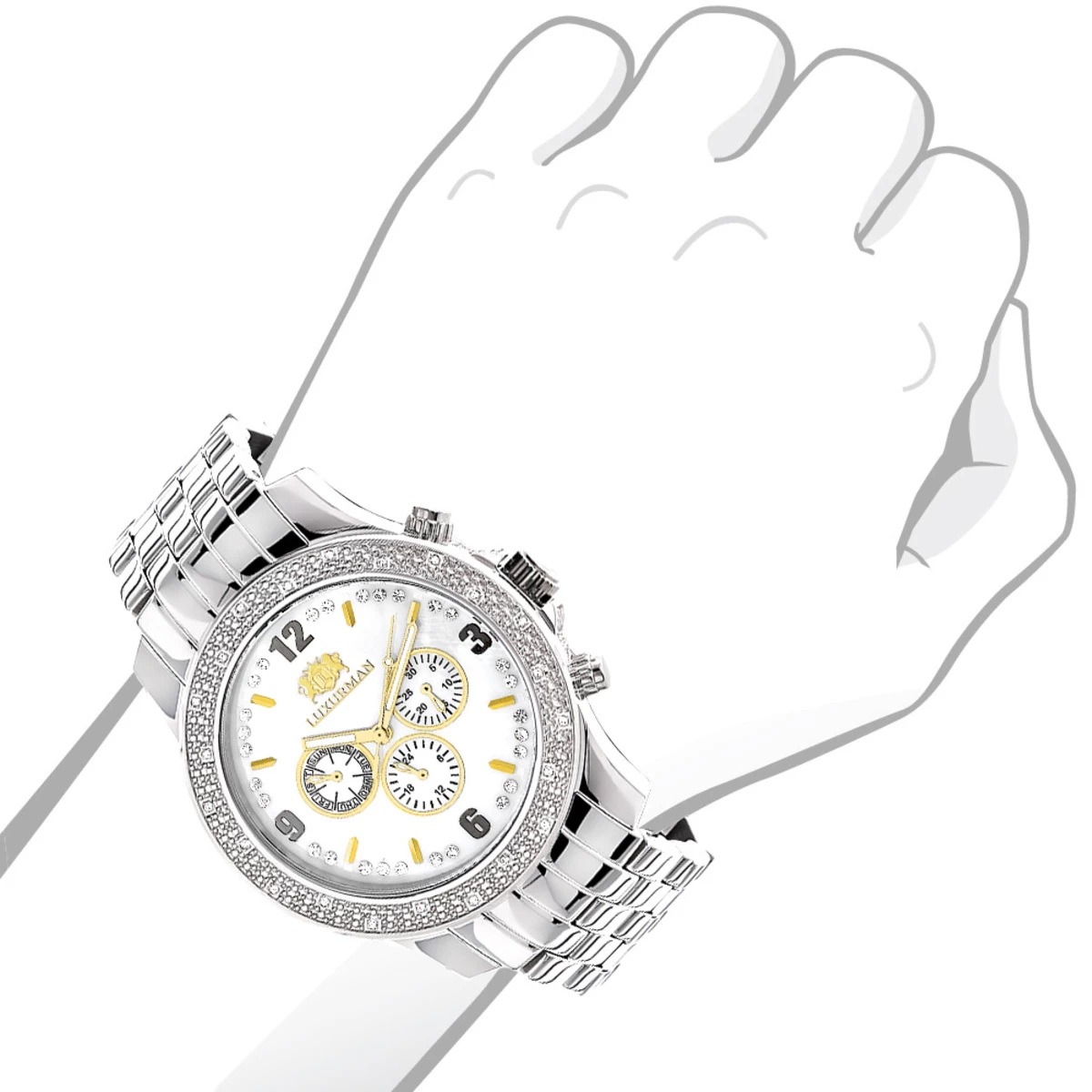 Luxurman Raptor Two-Tone Men's Diamond Watch 0.25ct 3 Luxurman Raptor Two-Tone Men's Diamond Watch 0.25ct - Image 3