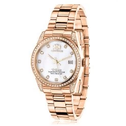Luxurman Rose Gold Plated Diamond Watch For Women Tribeca Swiss Quartz