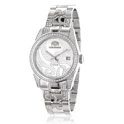 Luxurman Tribeca Women's Diamond Bezel & Band Watch 3ct Platinum Plated