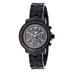 Luxurman Ladies Black Diamond Watch 2.15ct