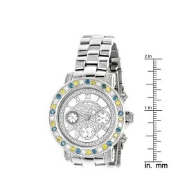 Luxurman Ladies White Yellow Blue Diamonds Watch 2.75ct -Watch Store luxurman watches ladies color diamond watch 275ct p 35269 ruler