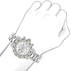Luxurman Ladies White Yellow Blue Diamonds Watch 2.75ct -Watch Store luxurman watches ladies color diamond watch 275ct p 35269bod
