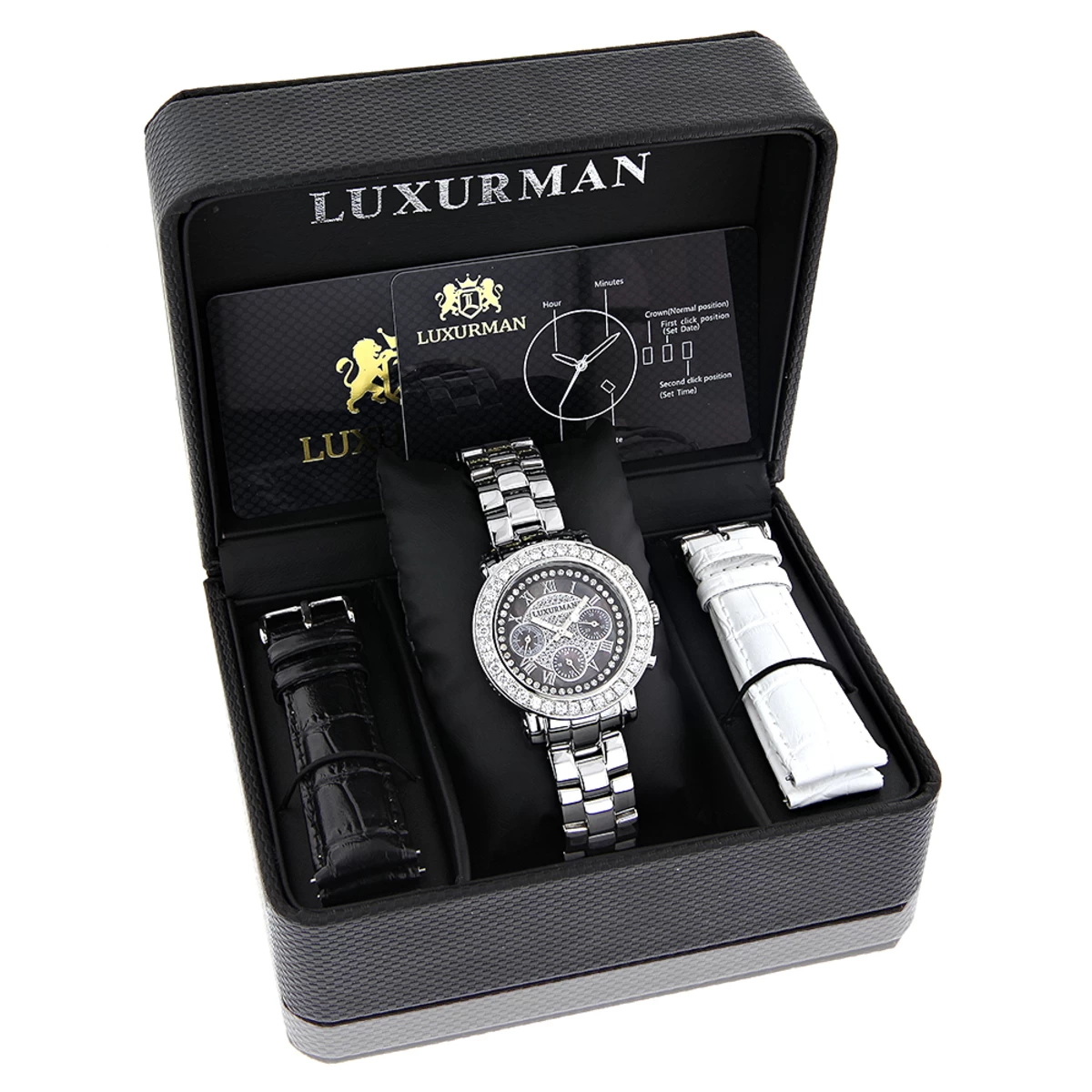 Luxurman Ladies Diamond Watch 3ct Black 3 Luxurman Ladies Diamond Watch 3ct Black - Image 3