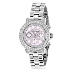 Luxurman Ladies Diamond Watch 3ct Pink
