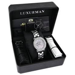 Luxurman Ladies Diamond Watch 3ct Pink -Watch Store luxurman watches ladies diamond watch 3ct pink p 43232box