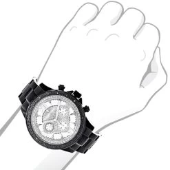 Luxurman Liberty Men's Real Diamond Watch 0.2ct Black -Watch Store luxurman watches liberty mens real diamond watch 02ct black bod