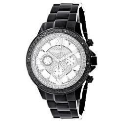 Luxurman Liberty Men's Real Diamond Watch 0.2ct Black