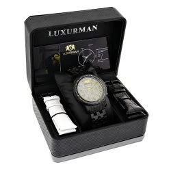 Luxurman Watches Men's Black Diamond Watch 2.25ct -Watch Store luxurman watches mens black diamond watch 225ct box