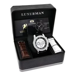 Luxurman Men's Diamond Watch 0.25ct Freeze -Watch Store luxurman watches mens diamond watch 025ct freeze p 9717box