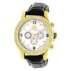 Luxurman Men's Diamond Watch 0.25ct Yellow
