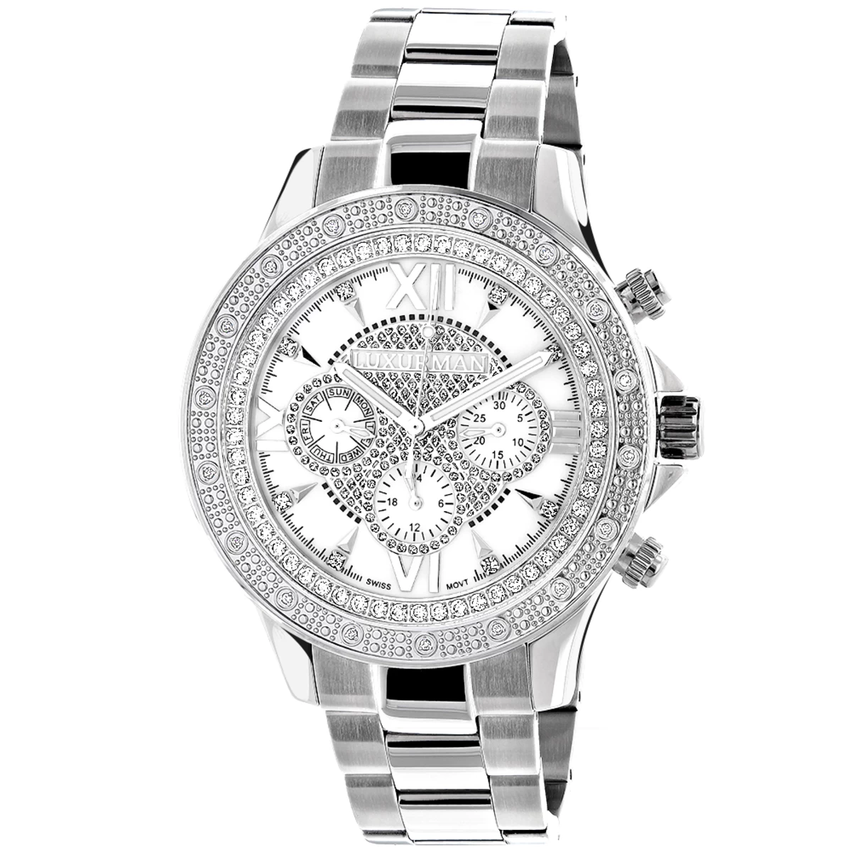 Luxurman Men's Diamond Watch 0.2ct White MOP 1 Luxurman Men's Diamond Watch 0.2ct White MOP