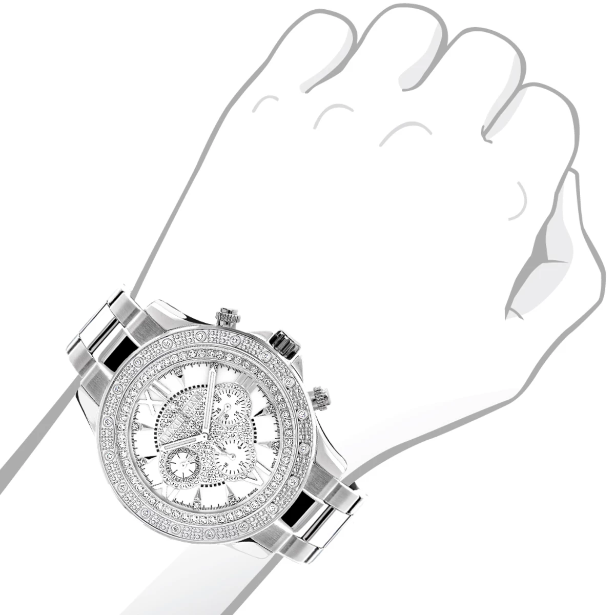 Luxurman Men's Diamond Watch 0.2ct White MOP 3 Luxurman Men's Diamond Watch 0.2ct White MOP - Image 3