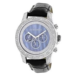 Luxurman Men's Diamond Watch 0.50ct Blue Freeze